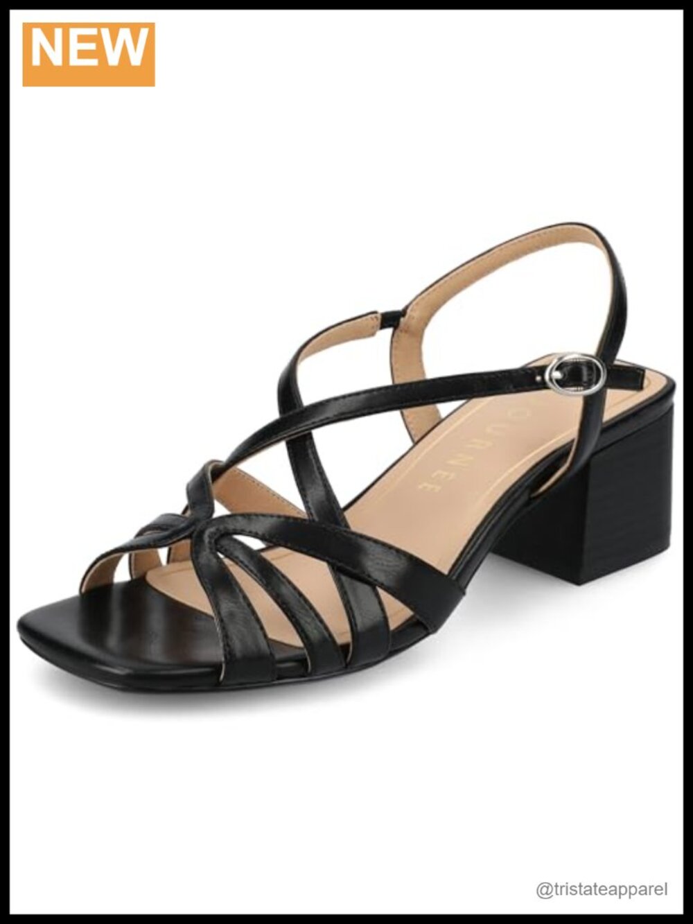 Faux Leather Block Heel Crisscross Strap Open Toe Heeled Sandal